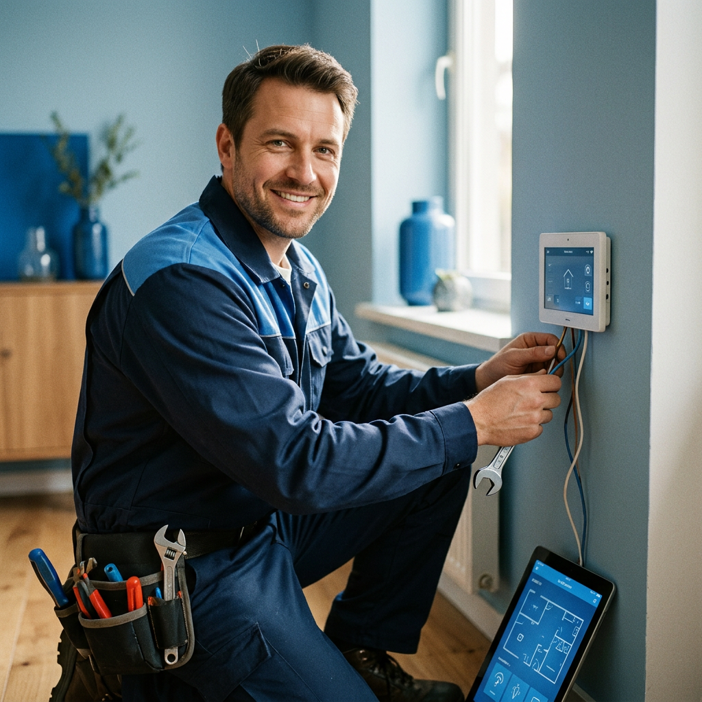 Freundlicher AquaFix-Installateur bei der Arbeit in Wien